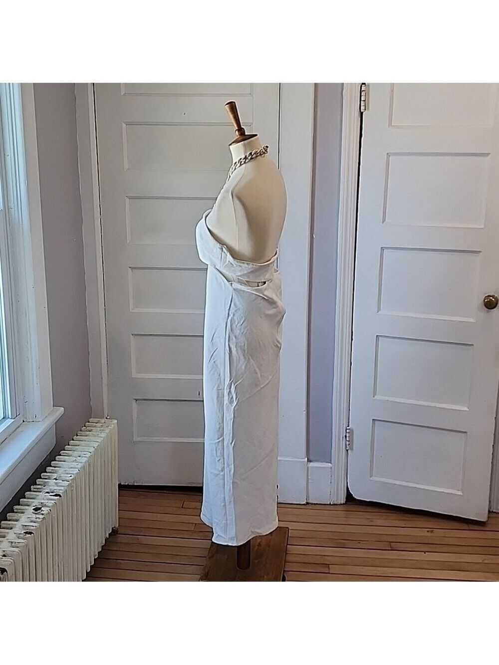 NWT Zara Cut Out Chain Detail White Dress - Picture 12 of 17